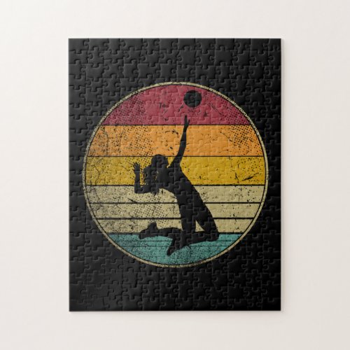 Volleyball Vintage Distressed Retro Silhouette Jigsaw Puzzle