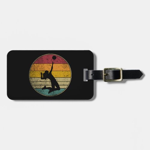Volleyball Vintage Distressed Retro Silhouette Luggage Tag