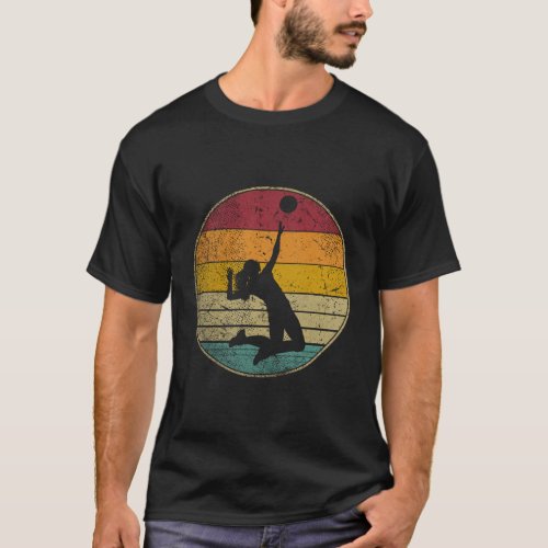 Volleyball Vintage Distressed Retro Silhouette T_Shirt