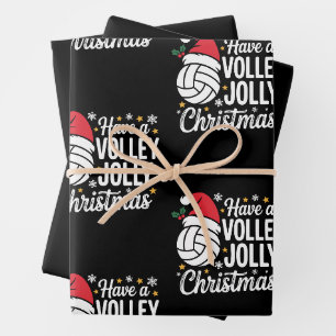Volleyball Volley Jolly Christmas Santa Hat Sports Wrapping Paper Sheets