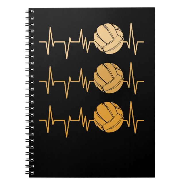 Volleyball Volleyball heartbeat EKG pulse 88 Volle Notebook (Front)