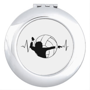 Volleyball - Volleyball Player Heartbeat Compact Mirror
