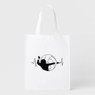 Volleyball - Volleyball Player Heartbeat Grocery Bag