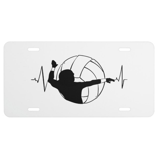 Volleyball - Volleyball Player Heartbeat License Plate (Front)
