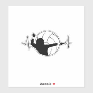 Volleyball - Volleyball Player Heartbeat Sticker