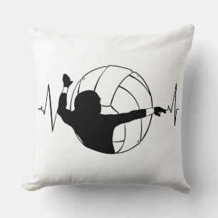 Volleyball - Volleyball Player Heartbeat Throw Pillow