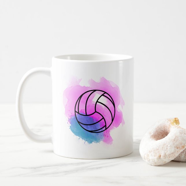 Volleyball Watercolor Coffee Mug (With Donut)