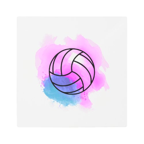 Volleyball Watercolor Metal Print