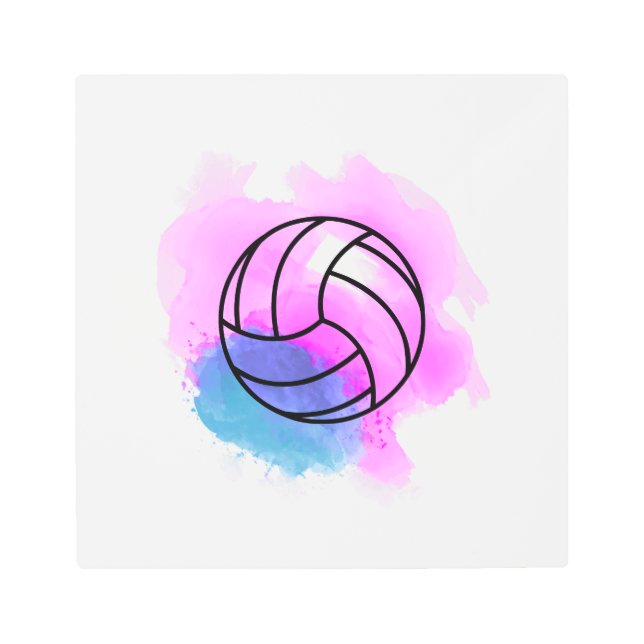 Volleyball Watercolor Metal Print (Front)