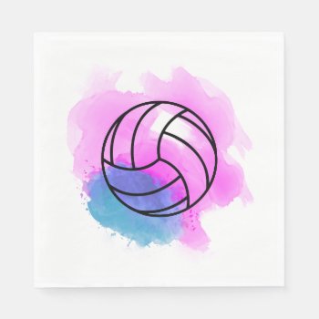 Volleyball Watercolor Napkins by RicardoArtes at Zazzle