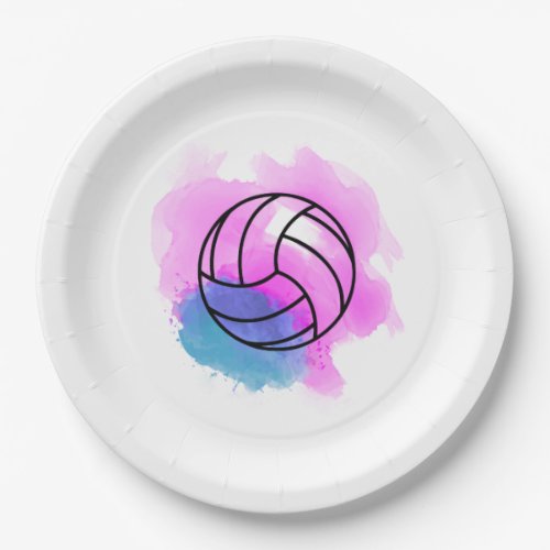 Volleyball Watercolor Paper Plates