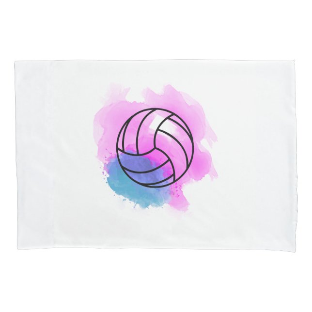 Volleyball Watercolor Pillow Case (Front)