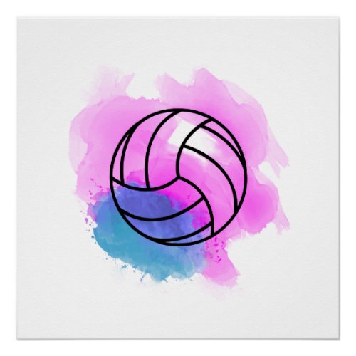 Volleyball Watercolor Poster