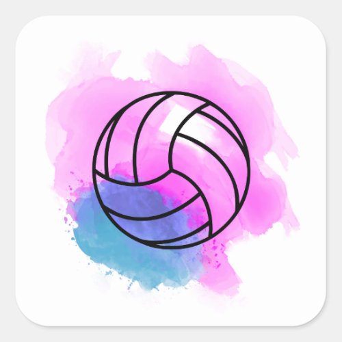 Volleyball Watercolor Square Sticker