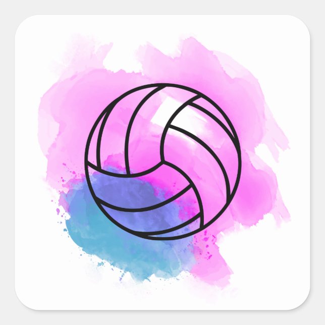 Volleyball Watercolor Square Sticker (Front)