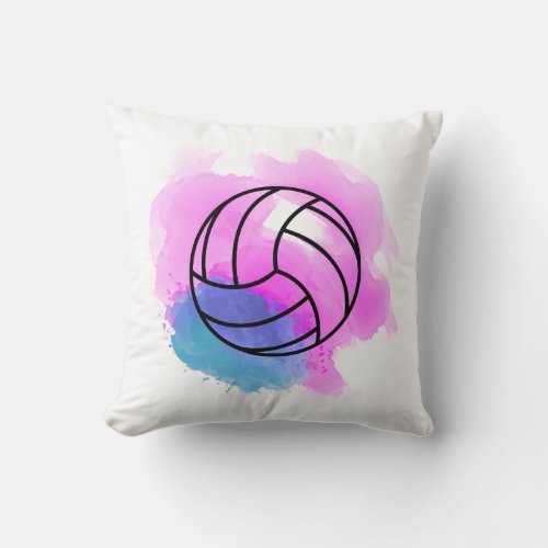 Volleyball Watercolor Throw Pillow