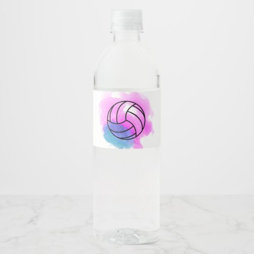 Volleyball Watercolor Water Bottle Label