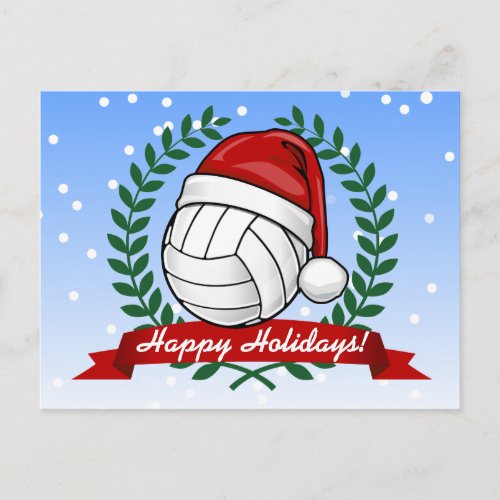Volleyball wearing a Christmas hat Custom Holiday Postcard