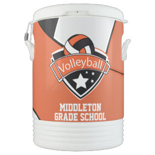 Volleyball White, Black and Orange Beverage Cooler