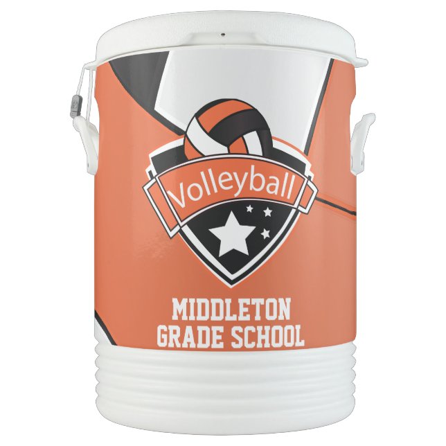 Volleyball | White, Black and Orange Beverage Cooler (Back)