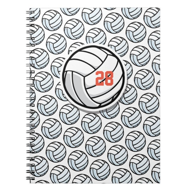 Volleyball White Black Custom Sports Team Custom Notebook (Front)