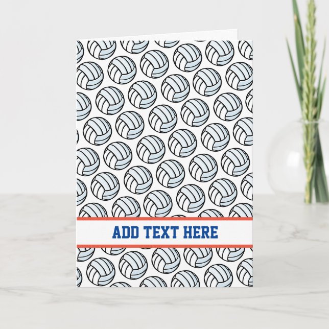 Volleyball White Black Sports Team Colors Text Card (Front)