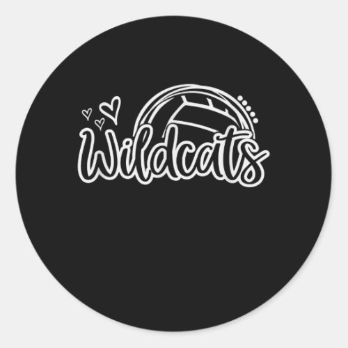 Volleyball Wildcats School Sports Fan Team Spirit Classic Round Sticker
