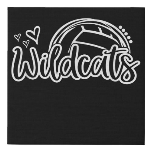 Volleyball Wildcats School Sports Fan Team Spirit Faux Canvas Print