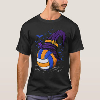 Volleyball Witch Hat Volleyballer Funny Halloween T-Shirt