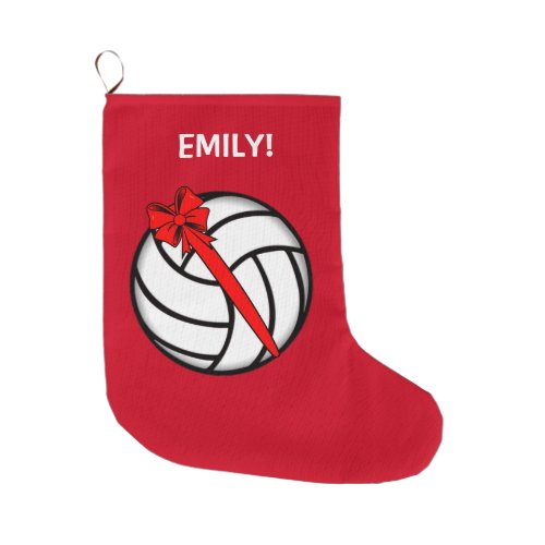 Volleyball with Bow Name Customizable Large Christmas Stocking