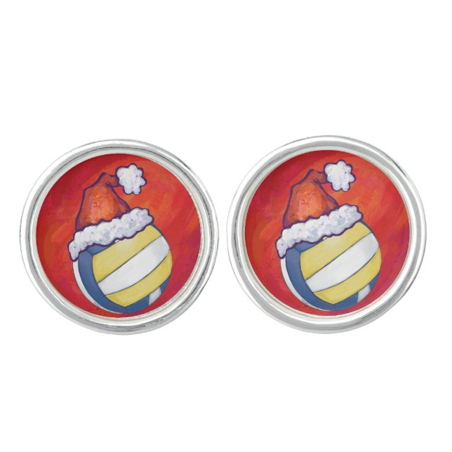 Volleyball with Christmas Hat Cufflinks (Front)