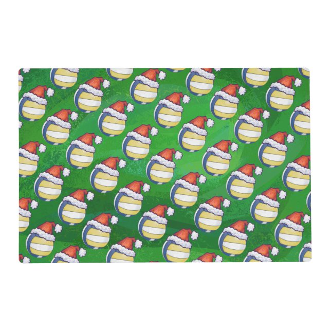 Volleyball with Christmas Hat Placemat (Front)