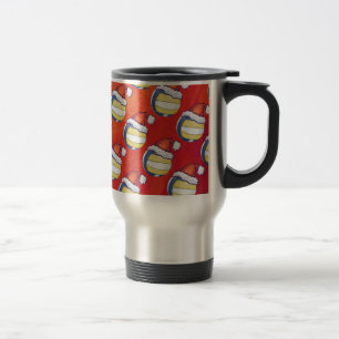 Volleyball with Christmas Hat Travel Mug