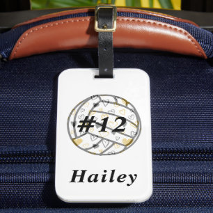 Volleyball With Name and Jersey Number Luggage Tag