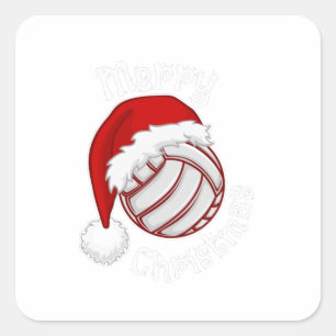 Volleyball with Santa hat Funny Christmas print Square Sticker