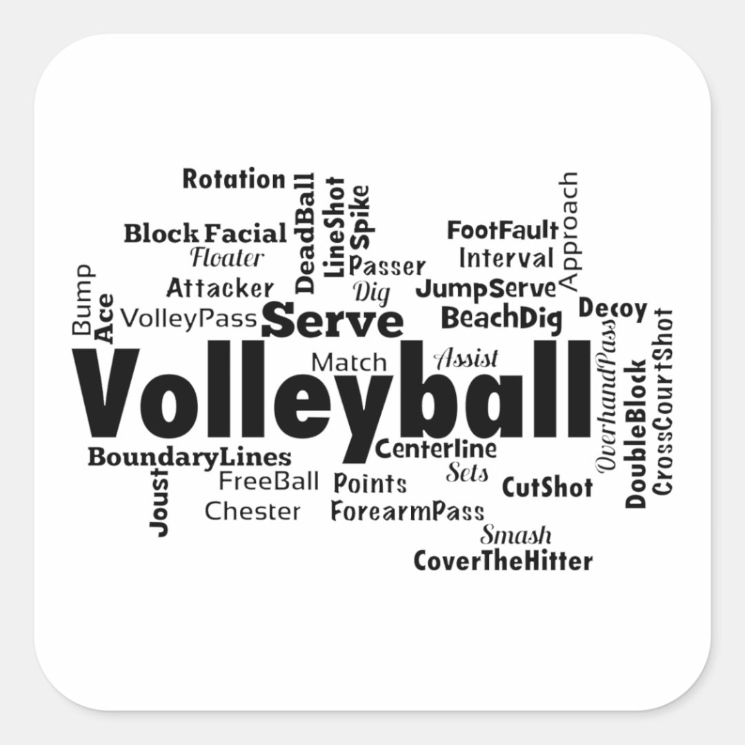 Volleyball Word Cloud Square Sticker Zazzle