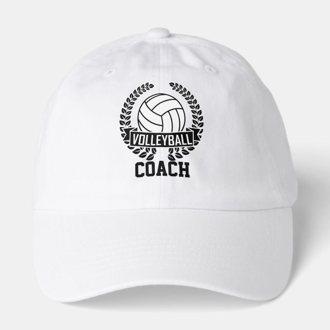 Volleyball Wreath Logo - Black and White Hat (Front)
