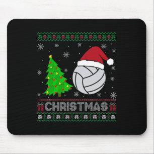Volleyball Xmas Tree Lighting Ugly Christmas Sweat Mouse Pad