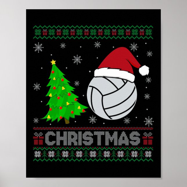 Volleyball Xmas Tree Lighting Ugly Christmas Sweat Poster (Front)