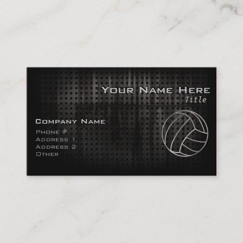 Volleyballl; Cool Black Business Card