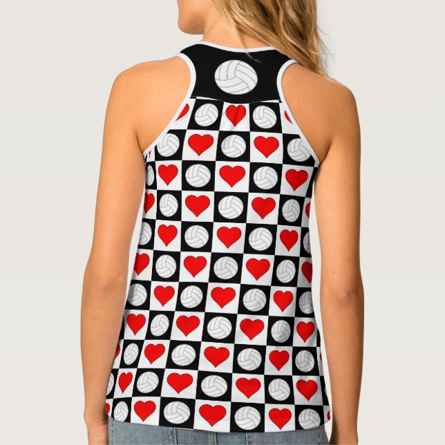 Volleyballs and Hearts Volleyball Player Tank Top (Back)