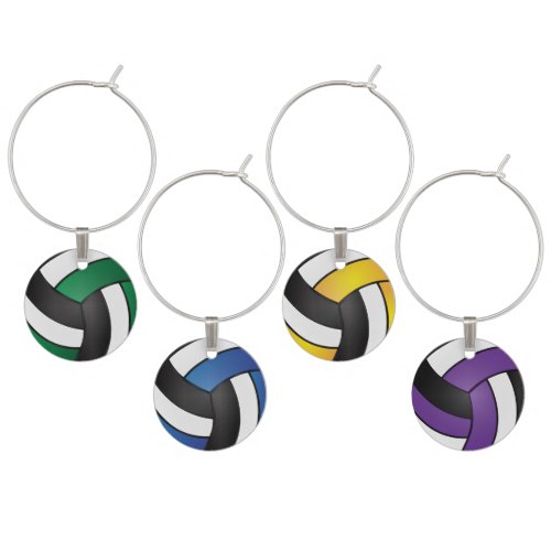 Volleyballs Colorful Designs Wine Charm