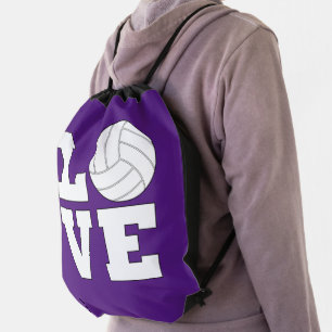 Volleyballs LOVE Custom Team Color Sports Drawstring Bag