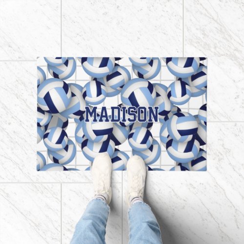 volleyballs and net pattern doormat