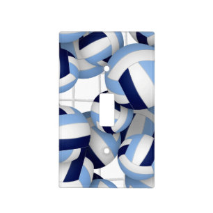Volleyballs pattern w net bkgrd navy lt blue light switch cover