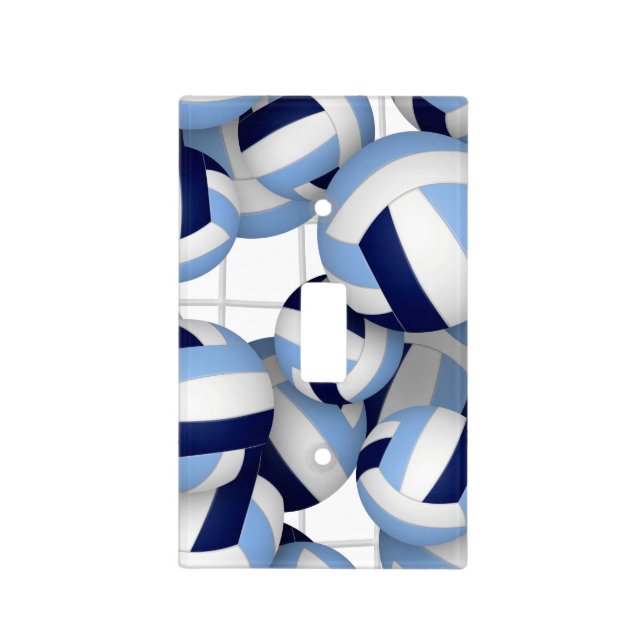 Volleyballs pattern w net bkgrd navy lt blue light switch cover (Front)