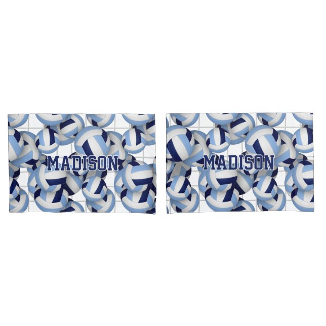Volleyballs pattern w net bkgrd navy lt blue pillow case (Front-Set)