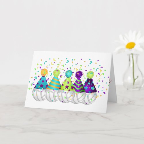 Volleyballs With Party Hats  Confetti Card