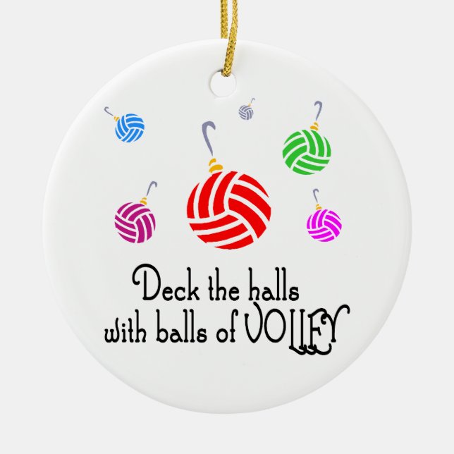 VolleyChick Deck the Halls Ceramic Ornament (Front)