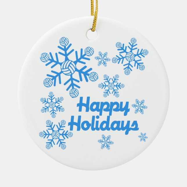 VolleyChick Happy Holidays Snowflake Ceramic Ornament (Front)